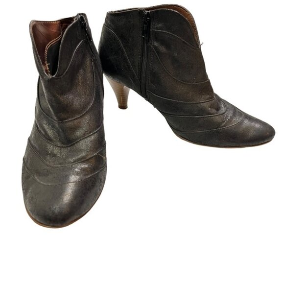 Dune ankle boots women's 39 US 8-8.5 gray shimmer booties kitten heel round toe - Picture 1 of 8